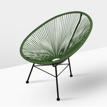 아카풀코 코드 야외의자 에그체어 흔들의자 안락의자 쿠션포함 라탄의자, 딥그린, 고정, 블랙쿠션