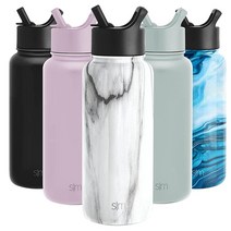 Simple Modern 빨대 뚜껑이 있는 물병 진공 단열 스테인리스 스틸 금속 보온병 | 재사용 가능한 누출 방지 BPA 프리 플라스크 체육관 여행 스포츠용 | 서밋 컬렉션, Ombre Moonlight