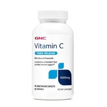 GNC 비타민 C 타임드 릴리스 1000mg 베지테리안 캐플렛, 90개입, 2개