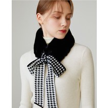 22FW [DAKS MUFFLER]블랙 퍼 울 체크 스카프 DCSC2F945BK