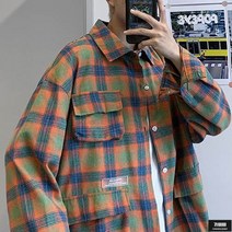 가바바 남성 빅사이즈 긴팔 남방 귀여운 포켓 트렌디한 색감 체크무늬 캐주얼 셔츠 5XL까지 G58834
