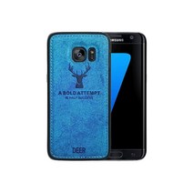 Casecious 삼성 갤럭시 S7 엣지 소프트 텍스처 사슴 패턴 양각 원단 TPU 휴대폰 모바일 기본 백 케이스 커버 (브라운) 675497, Blue