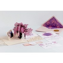 Wisteria 웨딩 커플 - 3D 팝업 컬러 인사말 카드 사랑 축하 행운 기념일 약혼 감사 - 프리미엄 수제