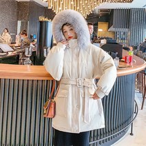 덕다운 오리털 자켓 여성 미디롱 키작녀 빅 퍼칼라