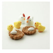 포레스 테라리움 치킨가족 피규어 세트, 혼합색상 4개