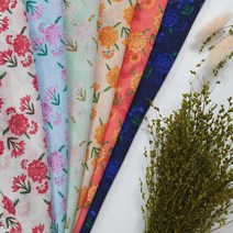 나염 폴리원단 꽃 원단 플라워패턴 블라우스원단 의류원단 소품만들기 패브릭원단 홈패브릭 6종, 쉬폰, 3.민트