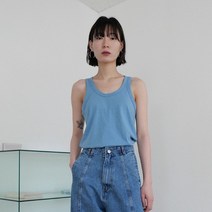 셀러허브 여성패션 [오아후 OAHU] 심플 슬리브리스 탑 - 블루