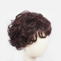 에이플랫 100% 인모 자연스러운 숏컷머리 파마가발 AF021, 진갈색