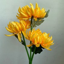 풍성한 국화 3가지 단일 3색 5ea 태양광 조명 조화 테라스 테크 옥상 잔디등 펜션 축제, 3가지 옐로우 x5ea