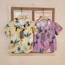 치크 23 S/S 유아 아동 키즈 토들러 남아 봄 여름 신상품! 매년 인기있는! 하와이안 셔츠! 올 여름 준비 미리미리! 시원 원단 전판 나염 반팔 셔츠