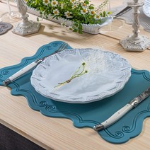 VBC까사 실리콘 식탁매트(직사각) 바로크 6color, 그레이