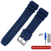 세이코 워터 고스트 다이빙용 실리콘 시계 Sbbn013 아발론 시티즌 남성용 방수 프루프 밴드 22mm, 블루실버