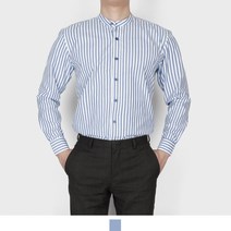넘버나인 블루 스트라이프 차이나카라 남자와이셔츠 빅사이즈