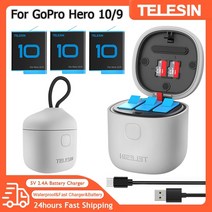 블랙박스 보조배터리 gopro 11 10 9 고속 충전기 보관함 go pro hero 9 10 스포츠 카메라 액세서리용 1750mah 충전식 배터리 충전 케이스, 1충전기 2배터리
