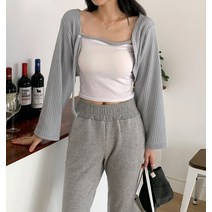 엘르비 스트랩 골지 볼레로 크롭 가디건(4color)