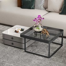 유리원목테이블 모던 강화 커피 럭셔리 직사각형 식탁, B