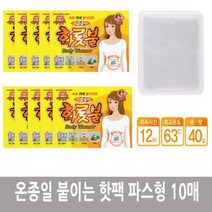 국산 온종일 붙이는 화롯불 핫팩 파스형 10매 손난로