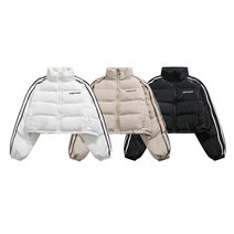 겨울 복고풍 보온 스트라이프 숏 패딩