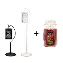 양키캔들 라지자 + 캔들워머스 스크롤 캔들워머 + 스탠드 세트 (전구 2개 포함), 블랙, YK라지자 미드썸머나잇