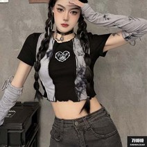 가바바 여성 크롭티 다크 스트릿 타이나염 반팔티셔츠 G69437