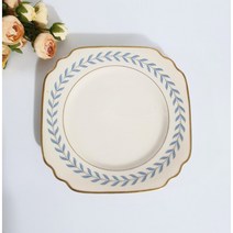 [앤틱] 시라쿠스 셔우드 블루 로렐 스퀘어 접시/올드 아이보리 빈티지 미국 예쁜그릇