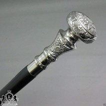 Classical.Gift.Export 빈티지 골동품 워킹 지팡이 나무 스틱 실버 황동 손잡이 선물 블랙 37