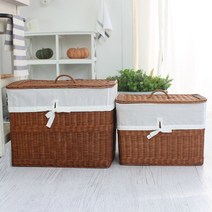 등나무 직사각 뚜껑 라탄바구니 2 사이즈 소품 수납함 F202 소