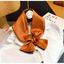 배색 튤립 맥시 트 윌리 롱 타이 스카프 양면 패턴 실크 여성 방도 벨트