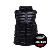 오리털 100% 경량 패딩조끼 팀조끼 단체조끼 점퍼 긴팔패딩 다운자켓 여성 (블랙)