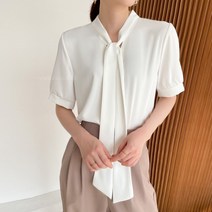 헤이슈 스카프 리본 화이트 블라우스