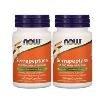 (번들) 나우푸드 세라펩타제 60000단위 60베지캡슐 2통 Now Supplements Serrapeptase