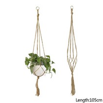 야외 난간 걸이대 90/105/122cm 마크라메 식물 행거 수제 화분 행거 스트링 백 벽걸이 바구니 벽 장식 홈, 05 G05-brown 105cm