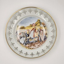 (엔틱빈티지) 로얄코펜하겐 빙앤그뢴달 B&G 투각접시(Carl Larsson) 시골여인