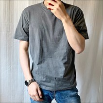 1+1 피그먼트 그레이 차콜 반팔티셔츠 빅사이즈 기본 이너 레이어드 목안늘어나는 반팔티
