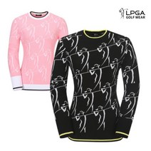 LPGA 엘피지에이 골프웨어 여성 시그니처 패턴 니트 티셔츠 L211KT602P