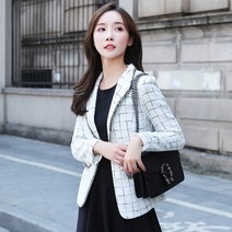 여성용 캐주얼 글렌 체크 자켓 하늘비즈 A31 L933T575