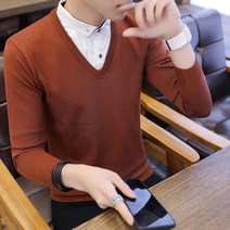남성티셔츠상의 페이크투피스 긴 소매 셔츠칼라 이너웨어 반팔셔츠 봄계절 트렌드 니트 의류 3958318466