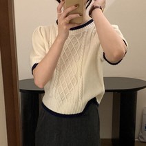 코코블랑 / 도러블 배색 반팔니트