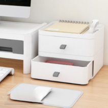소형 미니 책상위 서랍장 플라스틱 사무용품 정리함 수납장, 1개, 2단(그레이)