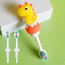 [행운이네] 럭키 공룡 아기 유아칫솔 어린이집 만모 미세모 어린이칫솔 3세 이상, 옐로우