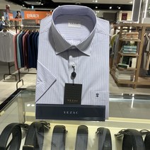 예작 남성와이셔츠 잔스트라이프 일반핏 반팔 (YJ1MBR456BL)