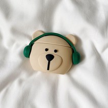 CUTE QUEEN뮤직베어 에어팟2 케이스 애플 무선 프로 블루투스 이어폰 케이스 3세대, 애플 에어팟 3, 헤드폰으로 곰