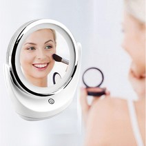 360도 회전 3단계 밝기 조절 터치 LED 화장 거울 탁상용 메이크업 원형 조명 거울