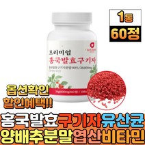 락토바실러스 플란타 김치 유산균 흥국 발효구기자 홍국균 홍국쌀 구기자 열매 분말 가루 액기스 비타민나무 구귀자 유단백가수분해물 덱스트린 대두레시틴 양배추 치커리 식품원료, 1통, 60정
