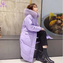 셀럽당 여성용 롱 덕다운 패딩 겨울 퍼카라 기모코트 F01357