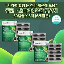 뇌에좋은 기억력 기능 저하 감퇴 향상 기억 장애 뇌 두뇌 건강 혈액순환 혈행 개선제 혈관 맞힘 질환 에 좋은 식약처 인증 플라보놀배당체 은행잎추출물 징코 오메가3 영양제 60캡슐, 3개