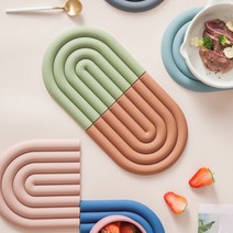 레인보우 실리콘 냄비받침 다용도 패드, 더스티핑크 1개