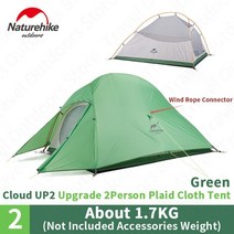 에어텐트 Naturehike 클라우드 업 2 캠핑 텐트 두 명 관광 텐트 초경량 20d, up2 210t 그린, 협력사