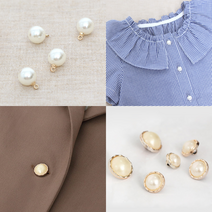 소잉데일리] 반콩 자개 진주 단추 모음 블라우스 원피스 의류 소품 다양한 디자인 여밈 장식 수선, 베이직 77328, 5. 진주단추 1400