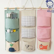지니몰 패브릭 월 포켓 정리 수납 잭앤, 디자인B 7포켓, 체크